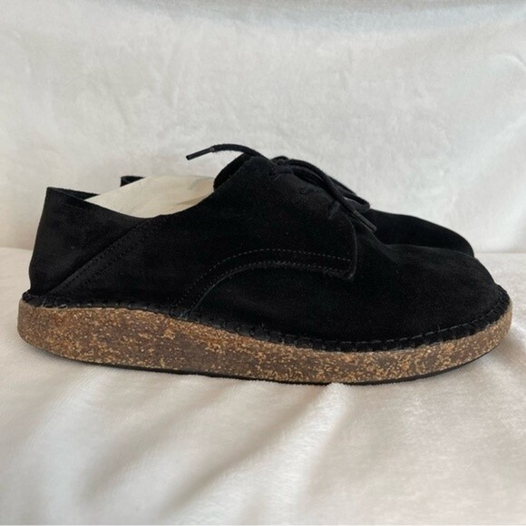 BIRKENSTOCK Gary Black Suede Leather Lace Up Flats Shoes Size 40 - Picture 3 of 16